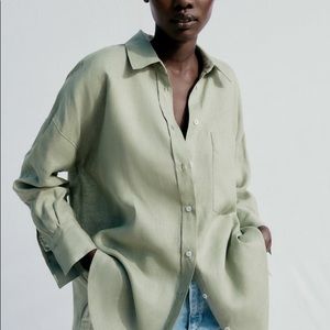 Zara sage linen top